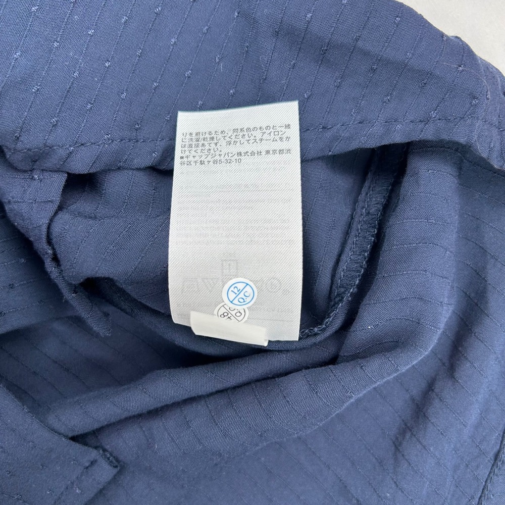 Banana Republic‎ Navy Blue Ruffle Scallop Collar Dobby Blouse Petite S - Picture 8 of 9
